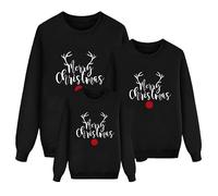 Générique Pull Famille Noël 2026 - Femme, Homme et Enfants, Manches Longues, Col Rond Chaud, Motif Wapiti Assorti, Sweat-Shirt Hiver Confortable, Tenue Noël Automne Cosplay Parent-Enfant Mode