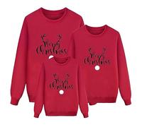 Générique Pull Famille Noël 2026 - Femme, Homme et Enfants, Manches Longues, Col Rond Chaud, Motif Wapiti Assorti, Sweat-Shirt Hiver Confortable, Tenue Noël Automne Cosplay Parent-Enfant Mode