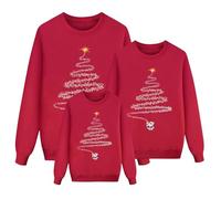 Générique Pull Famille Noël 2026 - Femme, Homme et Enfants, Manches Longues, Col Rond Chaud, Motif Wapiti Assorti, Sweat-Shirt Hiver Confortable, Tenue Noël Automne Cosplay Parent-Enfant Mode