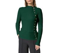 Générique Pull Femme Automne-Hiver Chaud à Demi-col Montant, Boutons, Sweater Top Style plébé, uni, Confortable et Tendance.