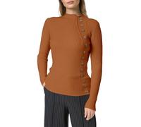 Générique Pull Femme Automne-Hiver Chaud à Demi-col Montant, Boutons, Sweater Top Style plébé, uni, Confortable et Tendance.