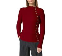 Générique Pull Femme Automne-Hiver Chaud à Demi-col Montant, Boutons, Sweater Top Style plébé, uni, Confortable et Tendance.