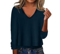 Générique Pull Femme Chaud Hiver Couleur Unie Col V Manche Longue Pull Cachemire Chic et Elegant Haut en Tricot Thermique Leger