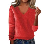 Générique Pull Femme Chaud Hiver Couleur Unie Col V Manche Longue Pull Cachemire Chic et Elegant Haut en Tricot Thermique Leger