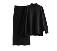 Générique Pull Femme Chaud Hiver, Pullover Femme Col Roulé avec Jupe Demi-Enveloppe - Ensemble Deux Pièces Tendance Automne Hiver 2024