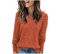 Générique Pull Femme Chic Chaud Couleur Unie Col V/Rond Manche Longue Pull Femmes Cachemire Femme Automne Hiver Pulls en Tricot Leger Chic et Elegant Confortable Décontracté Classique