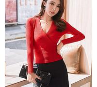 Générique Pull Femme Chic et Elegant Chaud, Pullover Femme Élégant à Col en V et Manches Longues en Tricot Croisé Haut Confortable et Tendance pour Un Style Quotidien