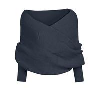 Générique Pull Femme Chic et Elegant col v Profond Pull Cache Coeur croisé Tricot Leger Pulls Fin Manche Longue épaules dénudées Sexy Pullover tricoté elástique en Maille Ideal Chandail