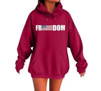 Générique Pull Femme Col Rond Sweatshirt Imprimé Liberté Manches Longues Confort Athlétique pour Un Style Streetwear Idéal pour Les Loisirs et Les Soirées Décontractées(Red, M)