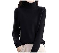 Générique Pull Femme Col Roulé Manche Longue Tricot Câblé Roulé Coupe Classique Chandails Pull Jacquard Femme Noir