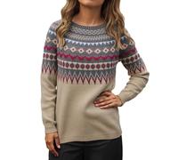 Générique Pull Femme Grande Taille-Pull en éPaisse avec Motif Fair Isle pour Un Style Douillet