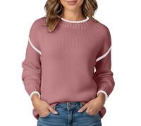 Générique Pull Femme Hiver Chaud Blanc Laine Long Jacquard Pulls Polaire Pullover Torsadé Survêtement Sweat Noir Col V Epaule Denudee Vintage Chics Coton
