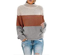 Générique Pull Femme Hiver Long, Pullover Femme Hiver Léger en Tricot Thermique à Manches Chauve-Souris et Col Roulé Décontracté pour Saison Froide