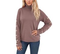 Générique Pull Femme Hiver Maille Sweater Col Haut Bouton Pullover Décontracté Confortable Chaud Doux Loose Fit Manches Longues Tops pour Automne Hiver Saison