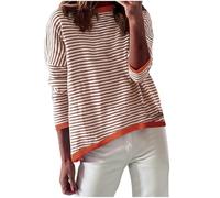 Générique Pull Femme Hiver-Pull en Coton LéGer à Manches Longues Et Col Rond pour Femme Rayé DéContracté Haut Tricoté