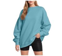 Générique Pull Femme Oversize Manches Longues Polaire Col Rond Sweatshirt Automne Hiver Femmes Filles Vêtements Locker Tops (Light Blue, XL)