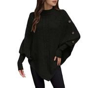 Générique Pull Femme Oversize, Pull en Tricot d'automne-Hiver à col Montant avec Manches Chauve-Souris et Boutonnage élégant pour Femme