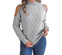 Générique Pull Femme Oversize, Pull Femme col roulé épaule dénudée Manche Longue Tricot Doux Haut Confortable Automne Hiver