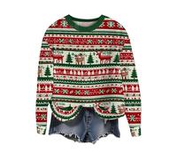 Générique Pull Femme,Pull Noel Enfant,-Shirt rétro Père Noël pour Fille, Pull Noël en Polaire et Lin, col du Cou, Manches Longues Robe Halloween Ado (Light Green, XL)