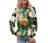 Générique Pull Femme sans Capuche Imprimé Lettres Best Mom Ever Col Rond Manches Longues Coupe Décontractée Confortable Vêtement Décontracté Maman(C-Green, XL)