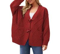 Générique Pull Femme Tendance avec Boucle en Corne Cardigan Femme Baggy avec Col V Manteau Décontractées Cardigans Confortable pour Automne Hiver Pulls Chic et Elegant pour Streetwear