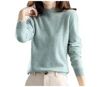 Générique Pull Femme tricoté col Montant Hiver Automne Nouveau modèle épais Confortable Pullover Couleur Unie Tendance Livraison Rapide (Green, M)