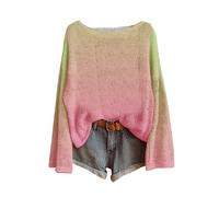 Générique Pull Femme Tricoté Hiver Chaud Chic Et Élégant Col Rond Rétro Style Boheme Pulls Motif Floral Legere À Manches Longues Pullover en Tricot Top Décontractée Elégant Haut Automne Printemps