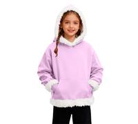 Générique Pull Fille 10 Ans Sweat à Capuche Polaire Doux, Haut avec Poche Kangourou, Vêtement Chaud et Confortable, Hoodie Fille 2-13 Ans(Light Purple, 4-5 Years)
