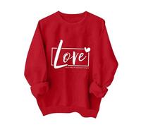 Générique Pull Fille 10 Ans Sweatshirt Saint Valentin, Haut Capuche Imprimé Lettres, Vêtement Romantique, Hoodie Confortable Doux(Red, 6-7 Years)