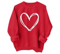 Générique Pull Fille 10 Ans Sweatshirt Saint Valentin, Haut Col du Cou Imprimé Cœur, Vêtement Mignon et Confortable, Pull Romantique(Red, 8-9 Years)