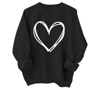 Générique Pull Fille 10 Ans Sweatshirt Saint Valentin, Haut Col du Cou Imprimé Cœur, Vêtement Mignon et Confortable, Pull Romantique(Black, 6-7 Years)