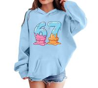 Générique Pull Fille 14 Ans Sweat Polaire Capuche, Haut Imprimé Glace Adorable, Vêtement Chaud et Doux, Hoodie Ado Décontracté(Light Blue, 9-10 Years)