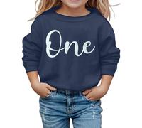 Générique Pull Fille 14 Ans Sweatshirt Manches Longues, Haut Imprimé Lettres Col Rond, Tenue Ado Confortable, Vêtement Hiver Automne Décontracté(Navy, 5-6 Years)