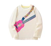 Générique Pull Fille Fille Sweatshirt à Capuche Guitare, Haut Imprimé Cartoon Mignon, Vêtement Manches Longues Doux, Hoodie Confortable 3-8 Ans(Beige, 3-4 Years)