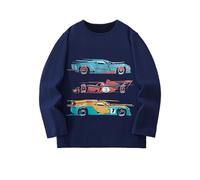 Générique Pull Fille Fille Sweatshirt à Capuche Voiture, Haut Imprimé Dessin Animé, Vêtement Tricot Doux, Pull Fille 3-8 Ans, Mode Ludique(Dark Blue, 3-4 Years)