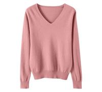 Générique Pull Fin à Manches Longues pour Femme Pulls à col en V/Rond pour Femme Pull léger et décontracté à Manches Longues de Couleur Unie Pulls ajusté en Tricot Doux Chemisier tricoté élégant