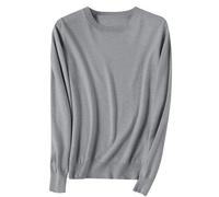 Générique Pull Fin à Manches Longues pour Femme Pulls à col en V/Rond pour Femme Pull léger et décontracté à Manches Longues de Couleur Unie Pulls ajusté en Tricot Doux Chemisier tricoté élégant