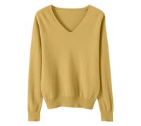 Générique Pull Fin à Manches Longues pour Femme Pulls à col en V/Rond pour Femme Pull léger et décontracté à Manches Longues de Couleur Unie Pulls ajusté en Tricot Doux Chemisier tricoté élégant