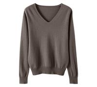 Générique Pull Fin à Manches Longues pour Femme Pulls à col en V/Rond pour Femme Pull léger et décontracté à Manches Longues de Couleur Unie Pulls ajusté en Tricot Doux Chemisier tricoté élégant