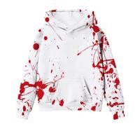 Générique Pull Halloween à Manches Longues pour Enfant, Sweat à Capuche pour Filles Halloween imprimé Motif Sanglant vêtements Enfants Hiver Chaud Confortable avec Poche idéal école Loisirs