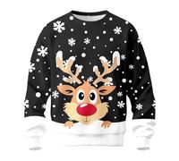Générique Pull Hiver Homme Pull tricoté à Manches Longues et col Ras du Cou,imprimé Renne et Flocon de Neige,Doux Confortable,idéal pour Les Vacances d'hiver ou Les fêtes(Black,M)