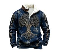 Générique Pull Homme 3D Tricot Viking Mythologie Nordique Hoodie Noël Polaire Intérieur Velours Manteau Doublure Sherpa Veste Viking Guerrier Sweat Cosplay Europe Mythique Costume Réveillon Festif