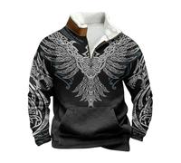 Générique Pull Homme 3D Tricot Viking Mythologie Nordique Hoodie Noël Polaire Intérieur Velours Manteau Doublure Sherpa Veste Viking Guerrier Sweat Cosplay Europe Mythique Costume Réveillon Festif