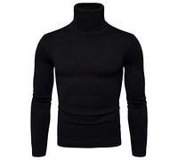 Générique Pull Homme Col Roulé Hiver Chaud À Manches Longues en Laine Épaisse À Col Roulé Torsadé Côtelé Couleur Unie Col Mi-Haut Chandail Automne Hiver sous-Pull Pull De Noël Moche