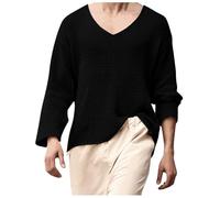Générique Pull Homme en Tricot Uni à Col Rond Manches Longues Taille Loose Haut Décontracté pour Toutes Saisons(Black, S)