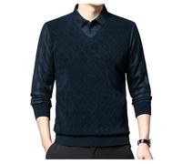 Générique Pull Homme Faux Deux Pièces Tricot Manteau Homme Doudoune Hommes Streetwear Mode Hommes Vêtements Hiver Pull Respirant Confort Business pour Bureau Campus Quotidien Élégant
