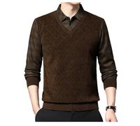 Générique Pull Homme Faux Deux Pièces Tricot Manteau Homme Doudoune Hommes Streetwear Mode Hommes Vêtements Hiver Pull Respirant Confort Business pour Bureau Campus Quotidien Élégant