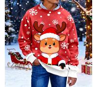 Générique Pull Homme Hiver Pull Festif en Maille imprimée à Manches Longues et col Rond,Confortable et idéal pour Les Tenues d'hiver,Les fêtes de Fin d'année Une Garde-Robe décontractée.(Red,3XL)