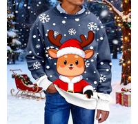 Générique Pull Homme Hiver Pull Festif en Maille imprimée à Manches Longues et col Rond,Confortable et idéal pour Les Tenues d'hiver,Les fêtes de Fin d'année Une Garde-Robe décontractée.(Navy,4XL)