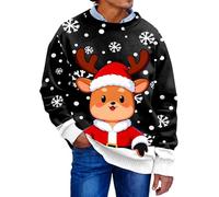 Générique Pull Homme Hiver Pull Festif en Maille imprimée à Manches Longues et col Rond,Confortable et idéal pour Les Tenues d'hiver,Les fêtes de Fin d'année Une Garde-Robe décontractée.(Black,S)